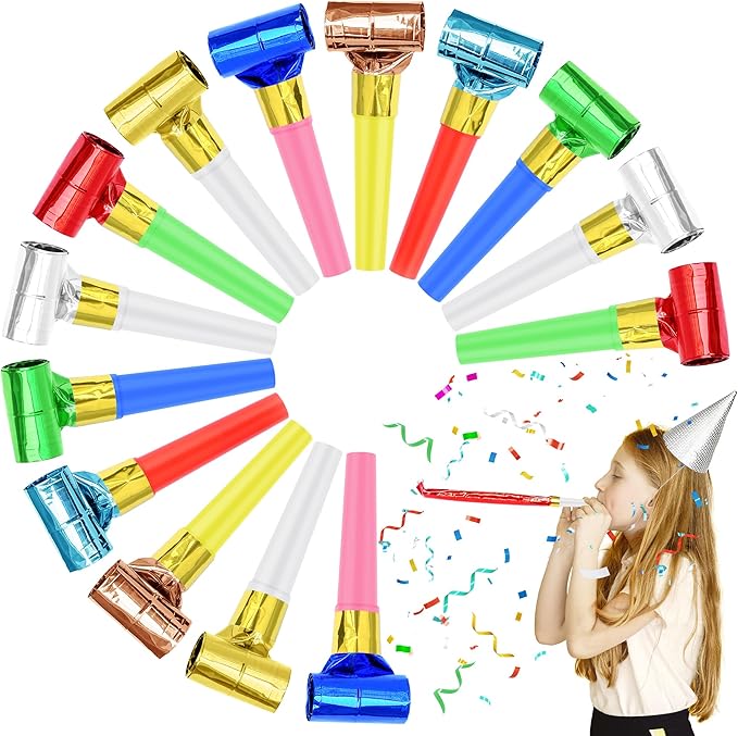 24 Pcs Party Blower Colorful Blowouts Noisemakers Birthday Blowouts Whistles by Twavang