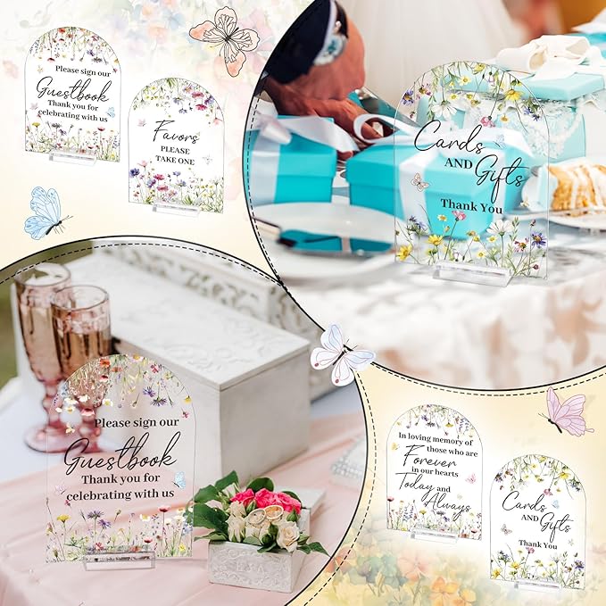 4 Pcs Flower Acrylic Wedding Signs - Image 5
