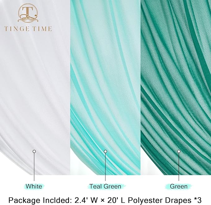 TINGE TIME 3 Panels Wedding Arch Draping Fabric, Wedding Arch Drapes - Image 2