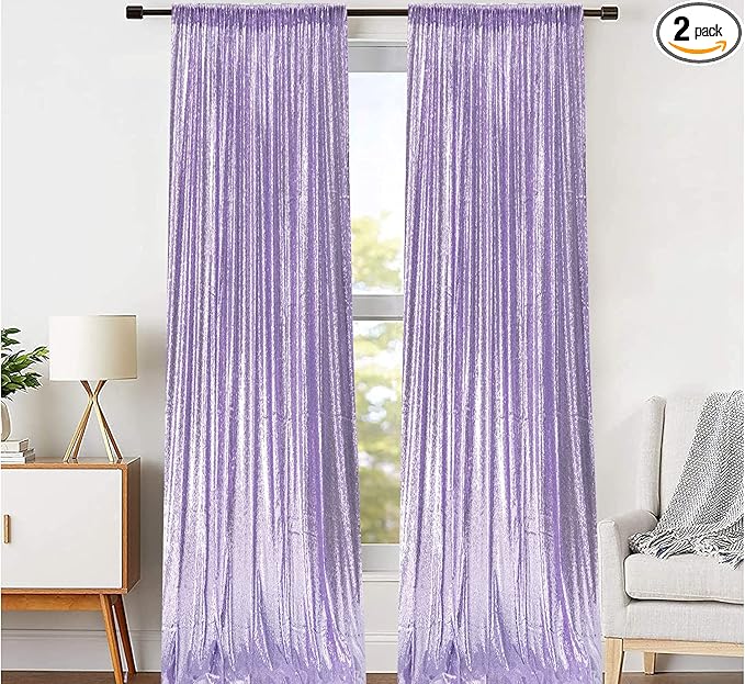 JYFLZQ Lavender Sequin Backdrop Curtains 2ft x 8ft 2 Panel Glitter Photo Booth by JYFLZQ