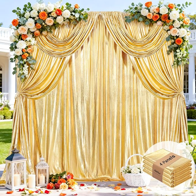Wedding Backdrop Curtains for Arch Drape: 4 Panels 4.8x8FT Glitter Backdrop - Image 2