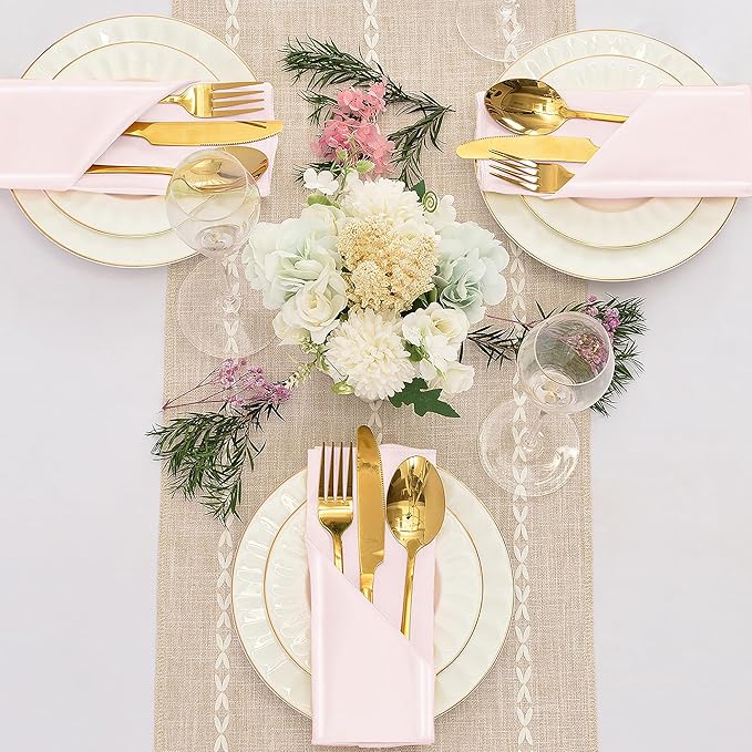 12 Pieces Light Pink Satin Napkins, Silky Soft Smooth Washable Napkins - Image 2