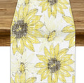 Chrysanthemum Vintage Floral Table Runner, Elegant Grunge Gray Sunflower Spring by ShiTingYu