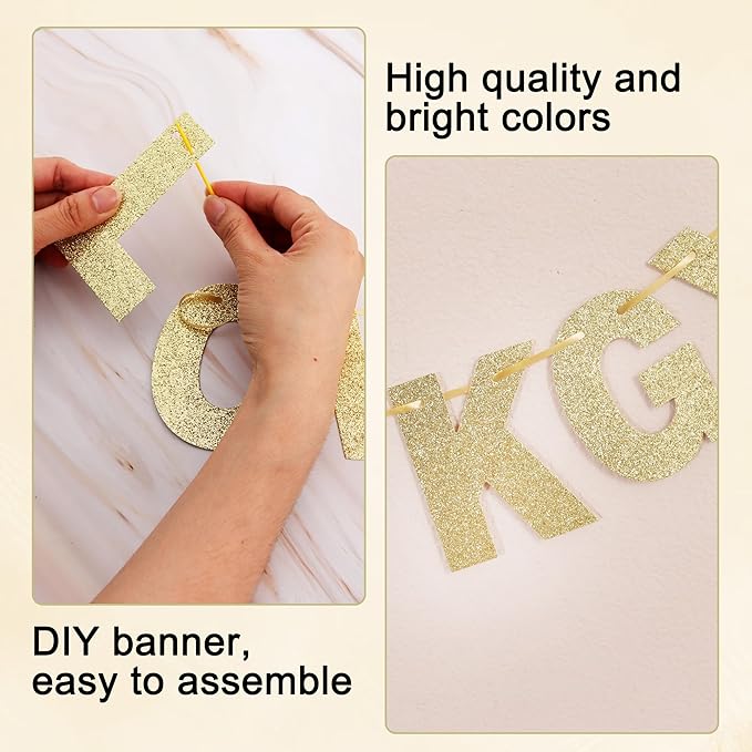 BEISHIDA 116 PCS A-Z Glitter Champagne DIY Letter Banner Kit Make Your Own - Image 3