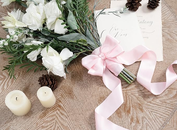 Pink Satin Ribbon for Valentines Day 1-1/2 Inch x 50 Yards Double-Faced Ribbons - Image 6