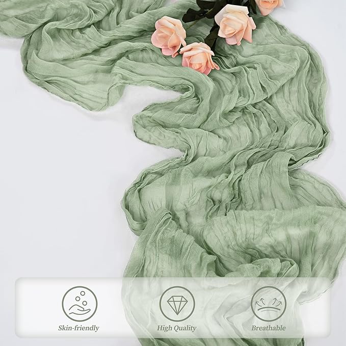 20 Pack Sage Green Cheesecloth Table Runner 10FT Rustic Gauze Fabric Cheese - Image 5