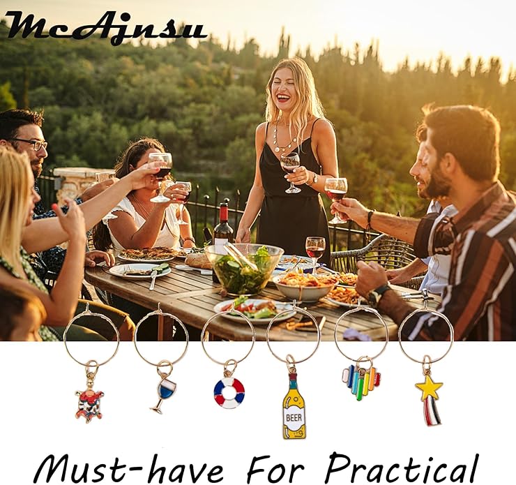 24Pcs Wine Glass Charms & Markers - Image 6
