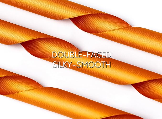 Satin Ribbon 1-1/2 Inch x 50 Yards Double-Faced Ginger Polyester Ribbons - Image 3