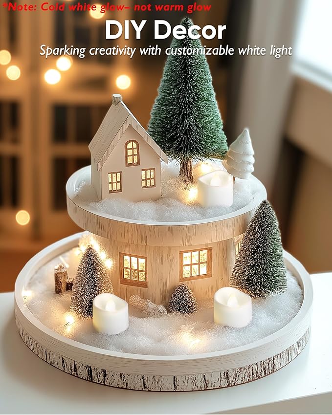 Homemory 48-Pack Cool White Novelty Flickering Flameless Tea Lights, 200+Hours - Image 2