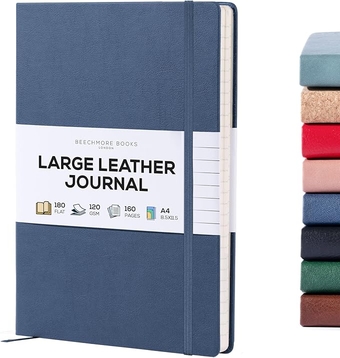 BEECHMORE BOOKS Lined Journal Notebook, 8.5 x 11.5 inch, A4 160 Lined Pages by BeechmoreBooks