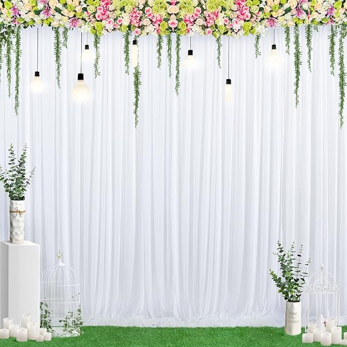 20 ft x 8 ft White Backdrop Curtain Drapes - Image 7