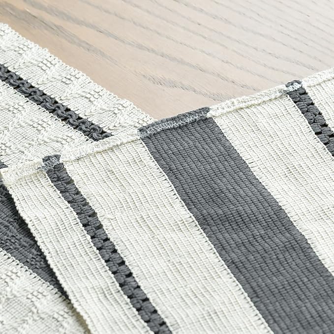 Artoid Mode Dark Grey Farmhouse Woven Rustic Table Runner, Seasonal Holiday - Image 5