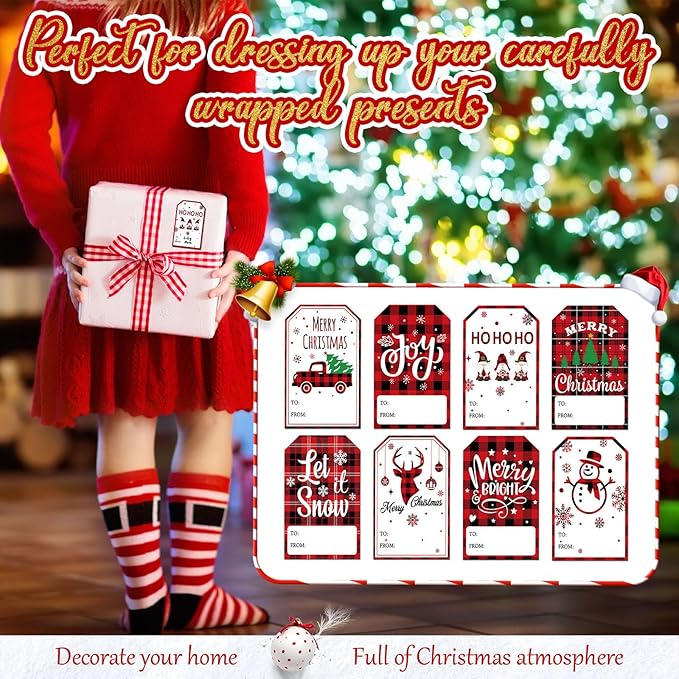 Zonon 720 Pieces Self Adhesive Christmas Gift Tag Xmas Kraft Name Tags Natural - Image 4