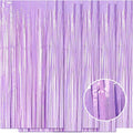 5 Pack Purple Foil Curtain Backdrop 3.2ft x 8.2ft Tinsel Foil Fringe Curtains by Ohiyoo