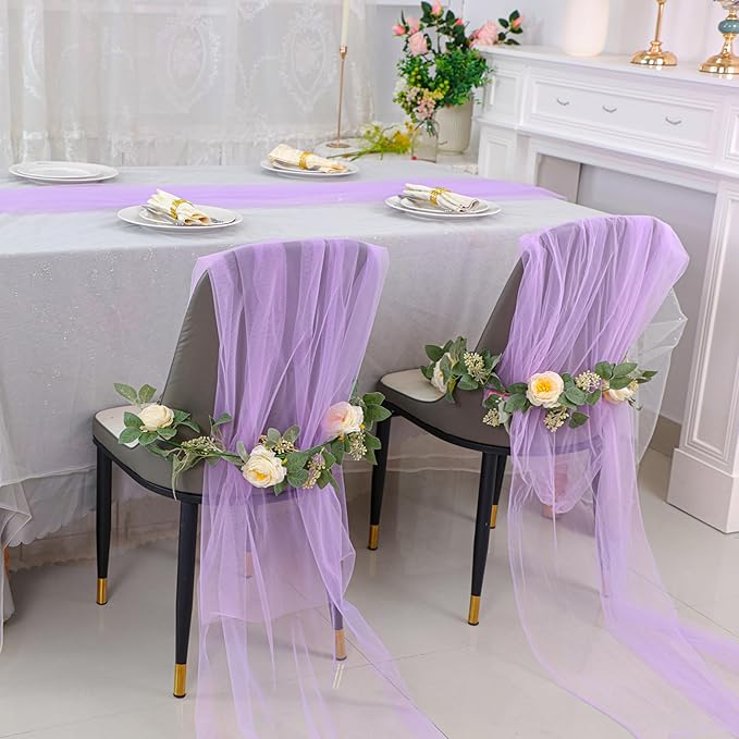 Snowkingdom Lavender Lilac Purple Table Runner, 10FT Light Purple Gauze Sheer - Image 6
