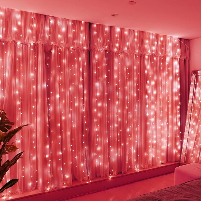HXWEIYE 300LED Fairy Curtain Lights, 9.8x9.8Ft USB Plug-in 8 Modes Christmas by LightUpYourHomewHXWEIYE
