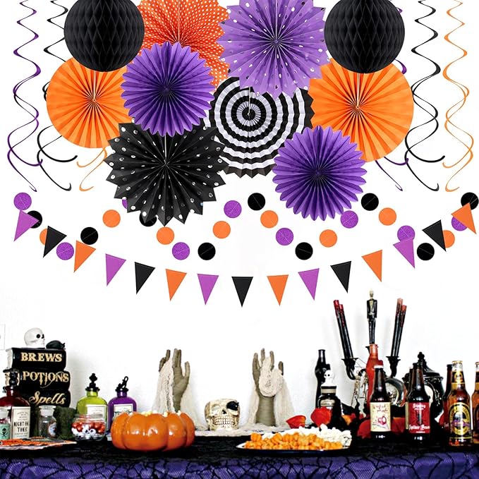 Orange Black Purple Halloween Party-Decorations - Image 4