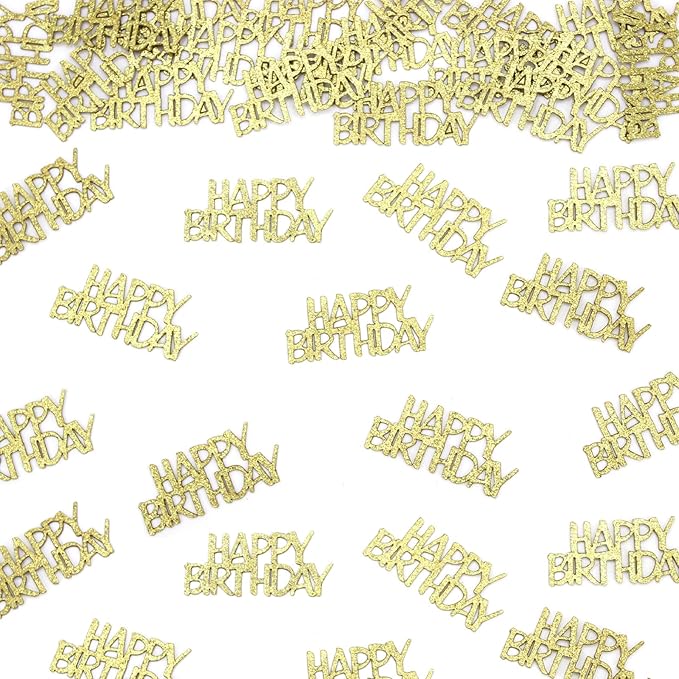 Gold Happy Birthday Confetti for Tables Glitter Birthday Party Table Scatters - Image 3