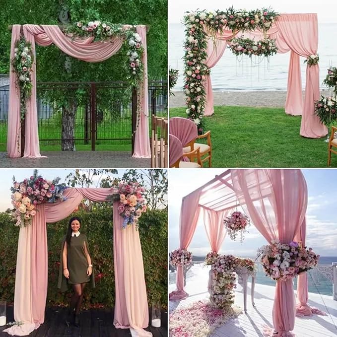6 Panels Dusty Rose Wedding Arch Drapery 28" x 20Ft Outdoor Curtain Drapes - Image 9