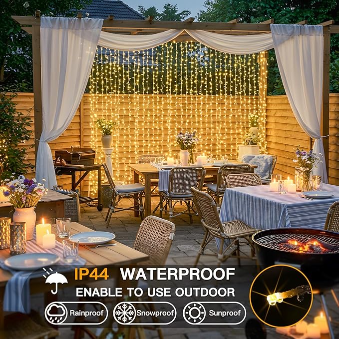 suddus 600 LED Christmas String Lights Outdoor, 9.8x19.6ft Curtain Light Plug in - Image 6