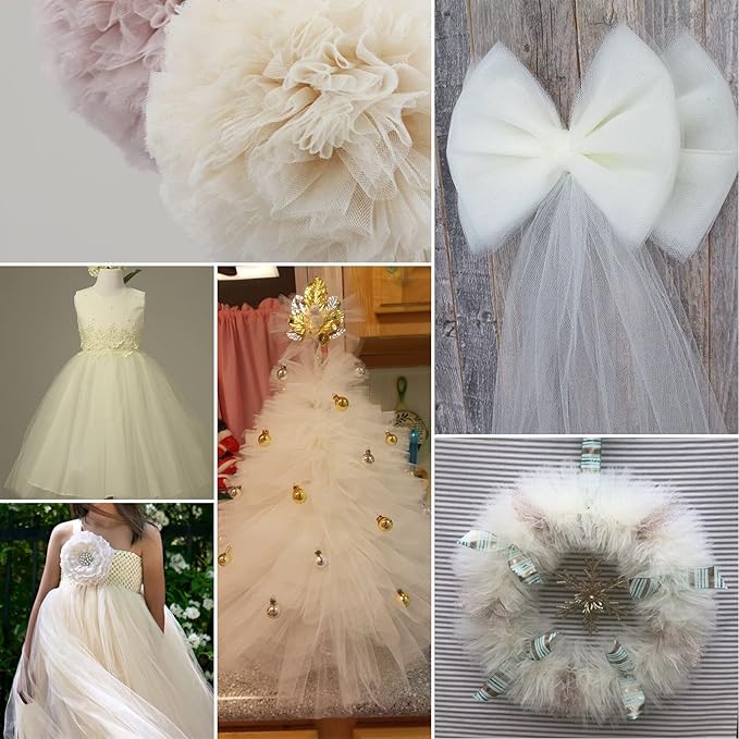Ivory Tulle Fabric Rolls 6 Inch by 100 Yards Fabric Spool Tulle Ribbon - Image 7