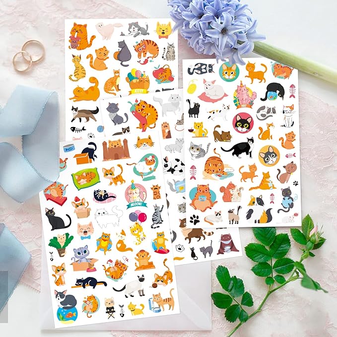 Cute Cat Stickers Kitty Decal Sticker 685 Counts Party Gifts Goodie Bags Decor - Image 2