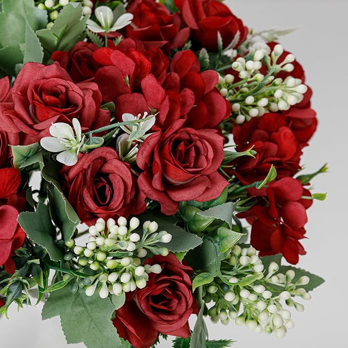 Artificial Flower 5 Branches Artificial Silk Fake Flowers Bouquet Small Roses - Image 3