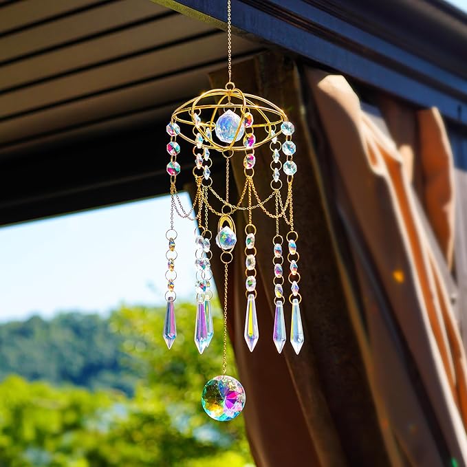 H&D HYALINE & DORA Colored Prisms Crystal Suncatcher Gold Window Sun Catcher - Image 8