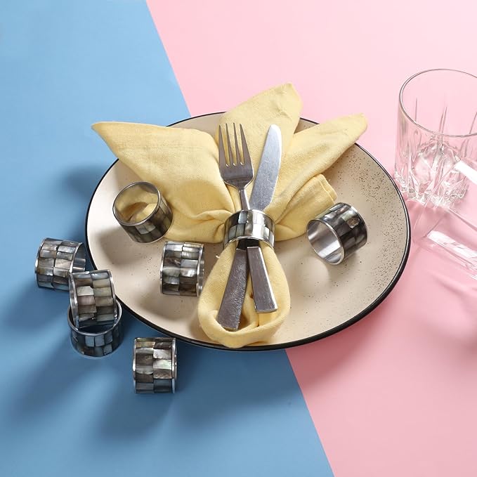Napkin Rings Set of 8 for Dining Table Decoration Parties Everyday Metal Napkin - Image 4