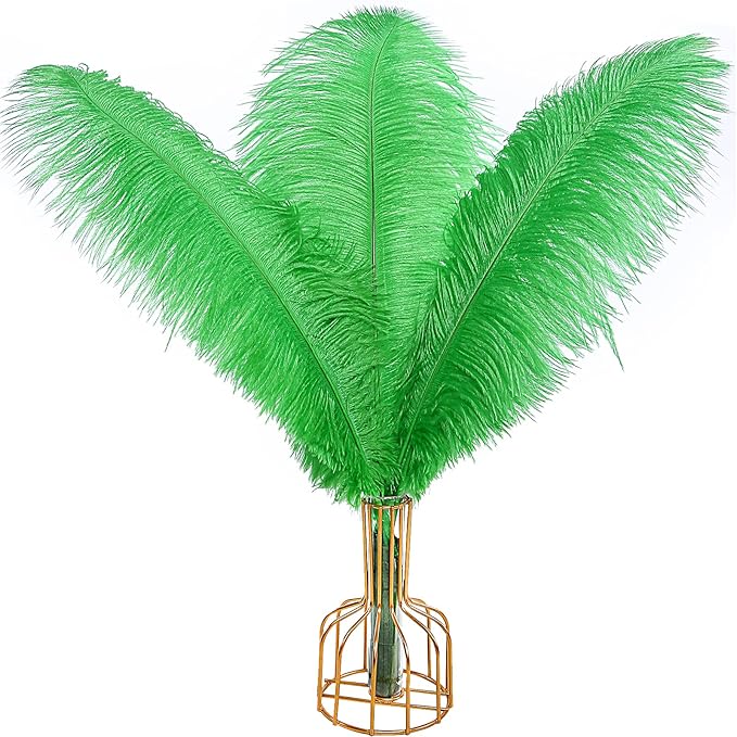 THARAHT Green Ostrich Feathers 12pcs Large Natural Bulk 16-18Inch 40cm-45cm by THARAHT