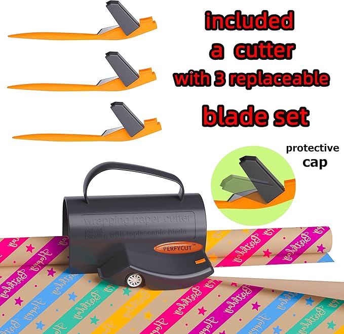 Wrapping Paper Cutter with 3 Replaceable Blade Sets - Image 3