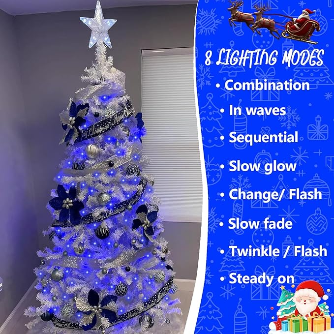 YEGUO 165ft 500 LED Blue Christmas Lights Outdoor Waterproof, 8 Modes Twinkle - Image 2