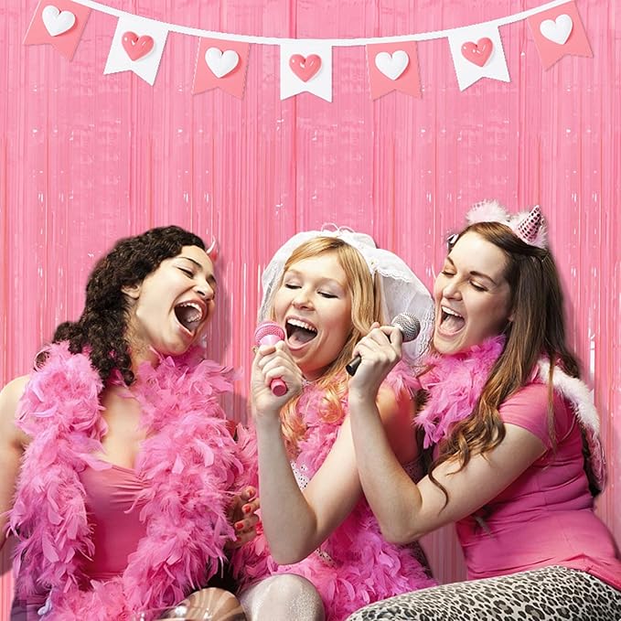 5 Pack Pink Tinsel Curtain Party Backdrop Foil Fringe Light Pink Halloween Baby - Image 7