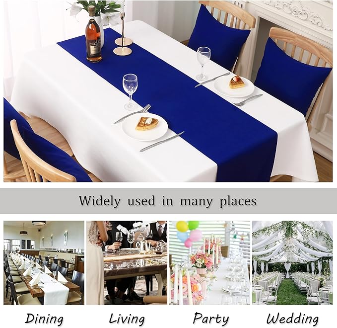 2 PCS Royal Blue Table Runner 14x72 Inch Long Coublt Blue Color Thick Polyester - Image 7