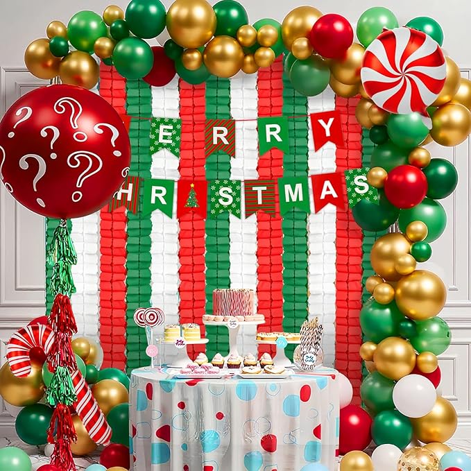 12Pcs Red White and Green Party Decorations, Hanging Paper Streamers Garland - Image 5