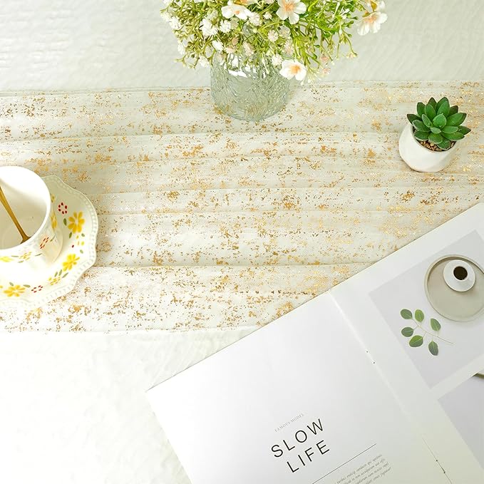 LOMOHOO 10 Ft Gold Table Runner - Image 6