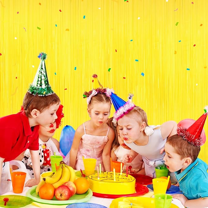 Yellow Tinsel Foil Fringe Curtains Backdrops, Tinsel Curtain Backdrop - Image 4