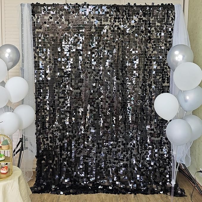 Black Square Sequin Backdrop 8ft * 8ft 1 Panel, Shimmer Wall Backdrop - Image 6