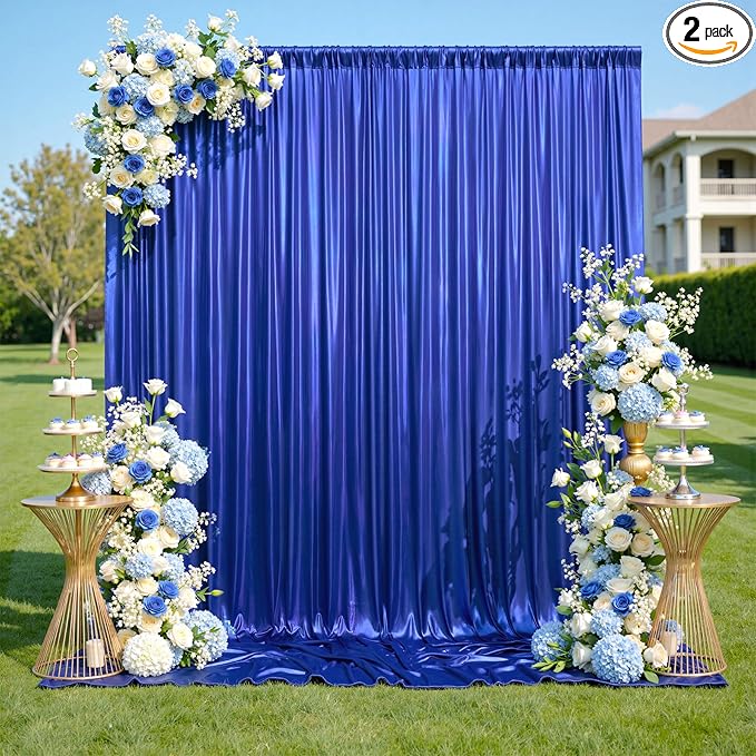 10x10ft Shimmer Royal Blue Sequin Backdrop Curtain by LeegleriTableSkirt