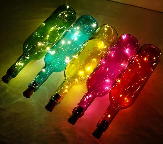 Wine Bottle Lights with Cork, Battery Operated 20 LED Cork Shape Silver Wire - Image 3