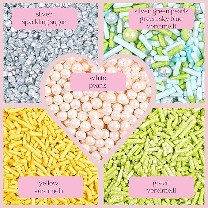 Confect Edible Sprinkles for Cakes & Cupcakes Decoration Assorted pack of 5 - Image 3