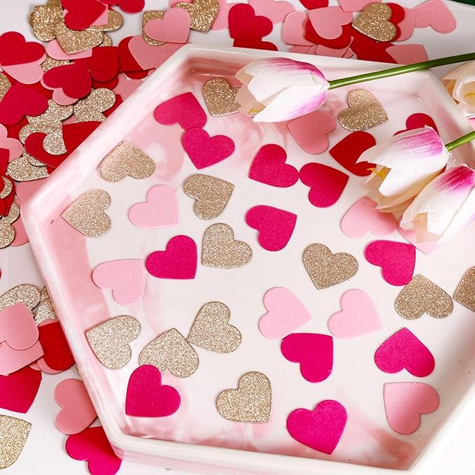 200 Pcs Hot Pink Heart Paper Confetti - Image 4