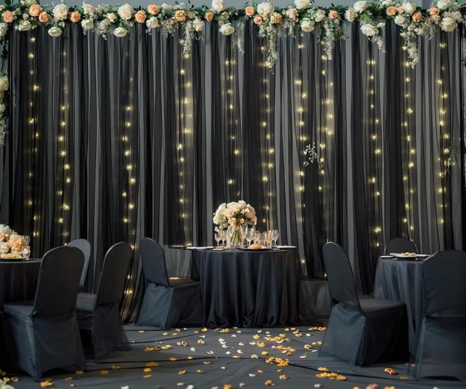 20ft x 10ft Black Tulle Photo Backdrop Curtain - Image 5
