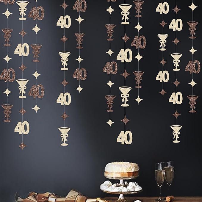 Champagne Gold Brown 40th Birthday Decorations Espresso Martini Garland - Image 3