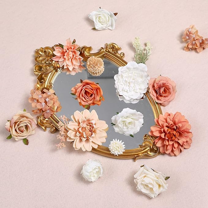 Serra Flora Artificial Flowers Combo Dahlia 34pcs Silk Mix Fake Flowers Roses - Image 2