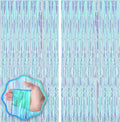 2 Pack 3.3x8.2 Feet Neon Iridescent Foil Fringe Backdrop Curtains, Tinsel by Voircoloria
