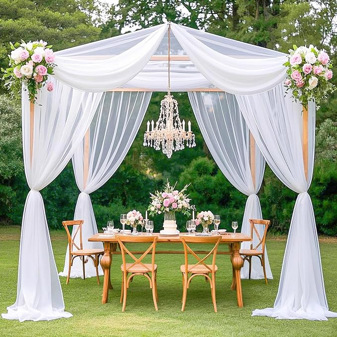 MODFUNS Wedding Ceiling Drapes White Wedding Arch Draping Fabric 2 Panels 5x20 - Image 7