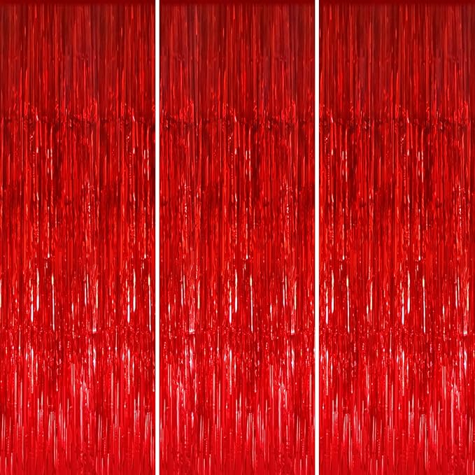 GOER 3.2 ft x 8.2 ft Metallic Tinsel Foil Fringe Curtains Party Photo Backdrop by GOER