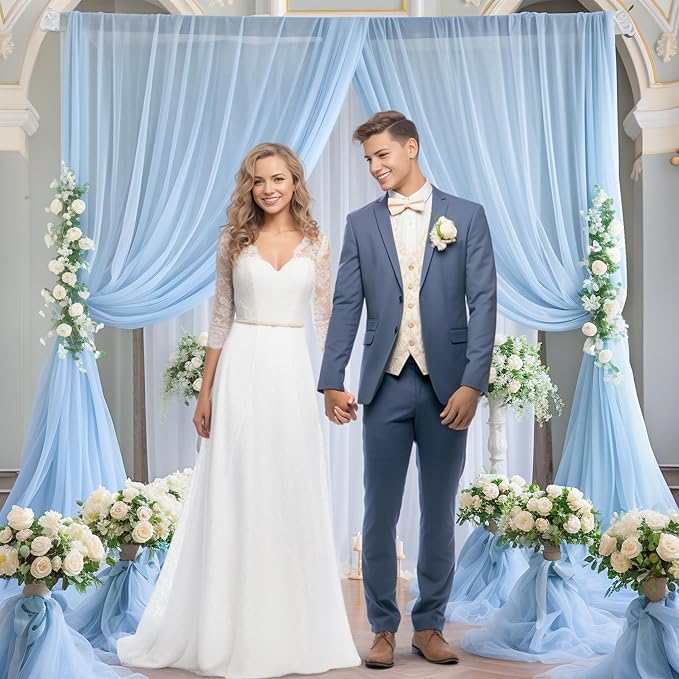 10x10 Blue Tulle Backdrop Curtains - Image 9