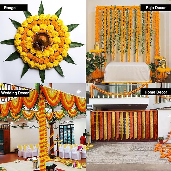 Artificial Marigold Flower Garland - Image 5